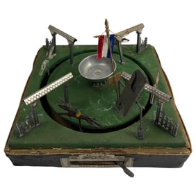 Rare French Antique Horses Mechinal Toy "Jeu De Course" Parlor Game