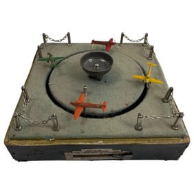 Rare French Antique Airplane Mechinal Toy "Jeu De Course" Parlor Game