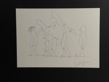 John Lennon Hand Drawn and Signed Illustration Art