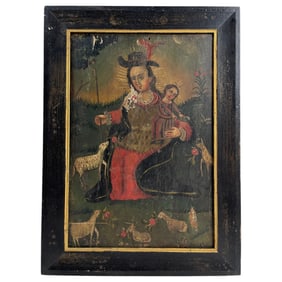 Antique Spanish Oil on Board Painting - El Santo Nino de Antocha