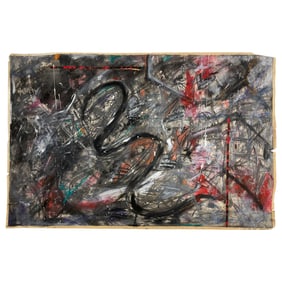 Abstract Painting on Paper Signed and Dated