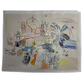 Vintage Watercolor Painting Signed Raoul Dufy
