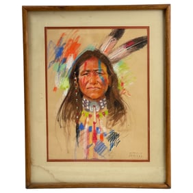 Winold Reiss (1886-1953) - Pastel on Paper Indian Chief