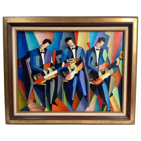 Arthur Lutenbacher (French) - Oil on Canvas Cubist Painting Signed Lower Right