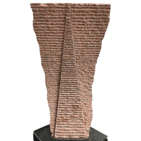 Jesus Bautista Moroles - "Concave Stele" 1989 Red Granite Sculpture