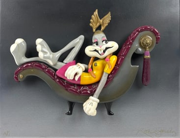 Roark Gourley Mixed Media Resin Signed A/P Bugs Bunny Valkyrie Art Sculpture