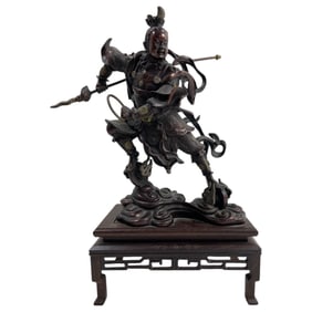 Chinese Bronze Great Prince Nezha God Statue