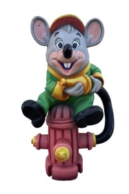Vintage Chuck E Cheese Fire Fighter on Hydrant Mouse Store Prop Figure