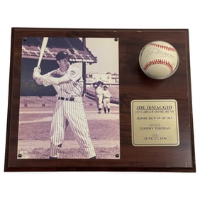 Joe DiMaggio NY Yankees - 9th Home Run 1936 Signed 9/361 Baseball with Plaque