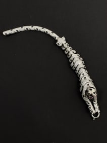 Panther White Gold 14k Italy Diamond Ruby Articulated Bracelet 28.7 grams