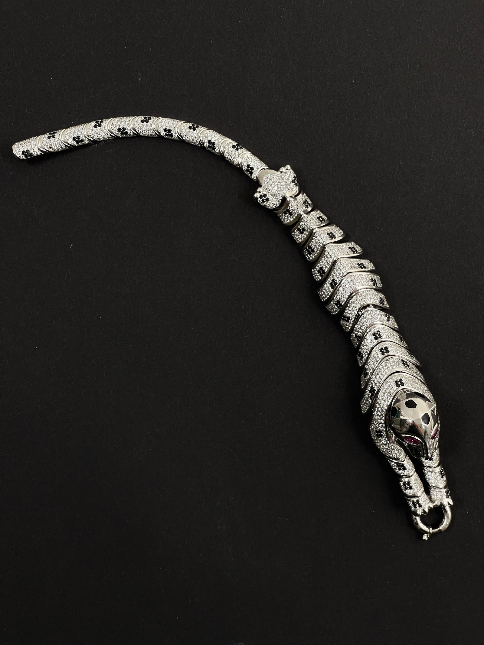 Panther White Gold 14k Italy Diamond Ruby Articulated Bracelet 28.7 grams (1 of 9)