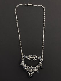 Vintage 18k Gold Saphire Diamond Dubai Necklace 33.61 Grams