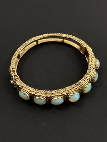 Vintage 14k Fire Opal Cuff Bracelet 27.8 Grams