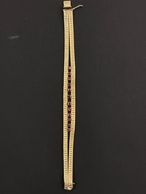 Antique 14k Gold Ruby Bracelet 15 Grams