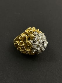 Vintage 18k Gold Diamond Cocktail Ring 15.40 Grams Size 6