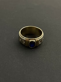 Vintage 14k Gold Saphire Diamond Ring 13.21 Grams size 12