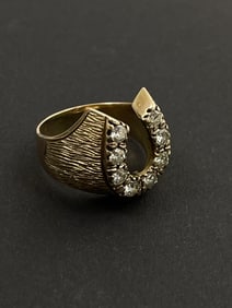 Vintage 14k Gold Diamond Horseshoe Ring 11.31 Grams size 12