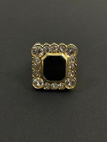 Vintage 14k Gold White Saphire Onyx Ring 19.02 Grams size 6 1/2
