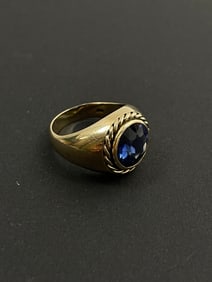 Vintage 14k Blue Tourmaline Ring 9.94 Grams Size 8.50