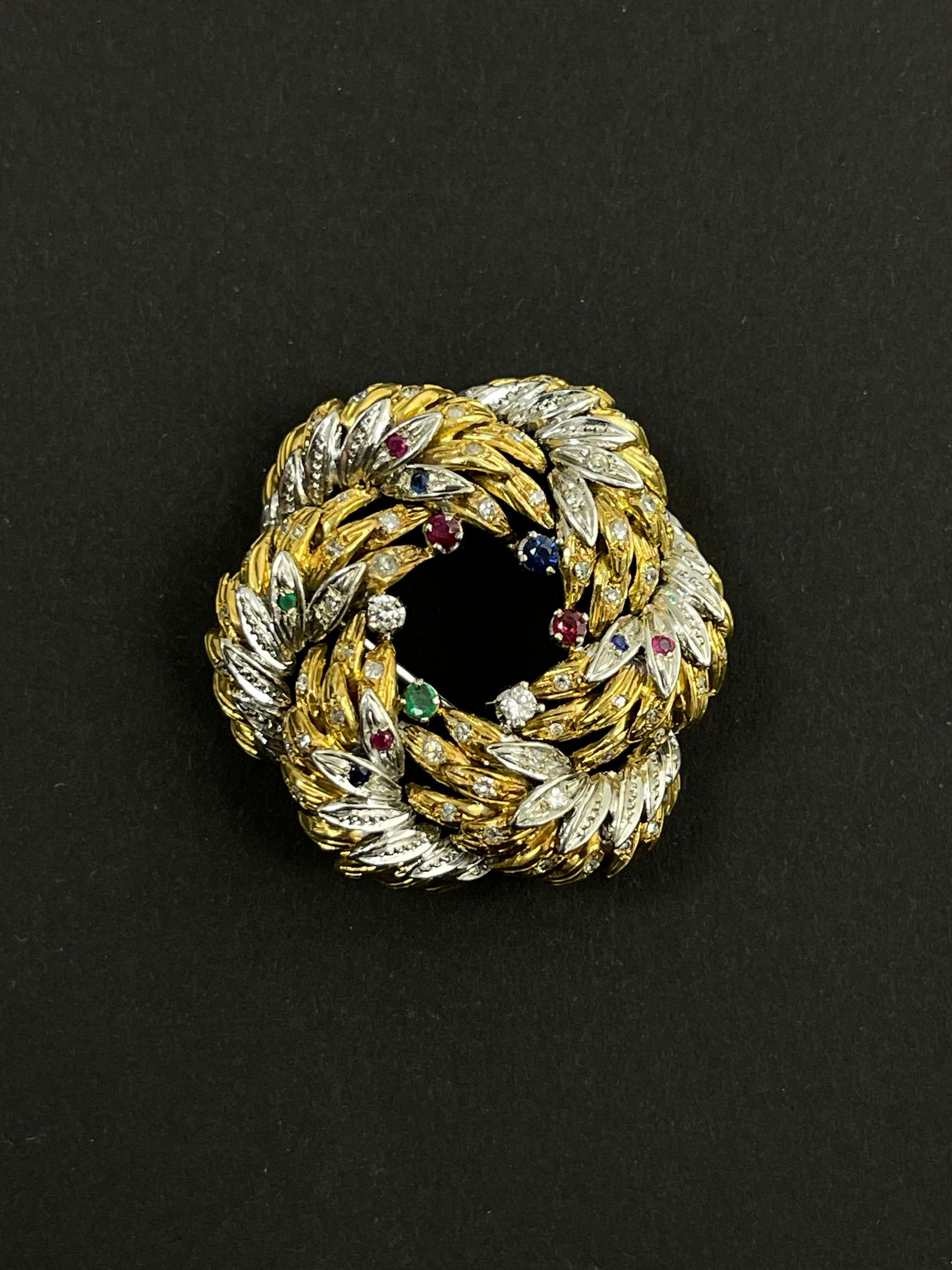 Vintage 14k Gold Multi Color Stone Brooch 12.96 Grams (1 of 6)