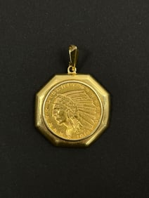 Vintage Indian Head 1914 Gold Coin Pendant 13.19 grams