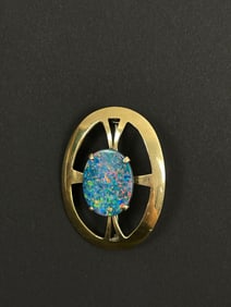 Vintage 10k Brooch Opal Pendant 7.88 Grams