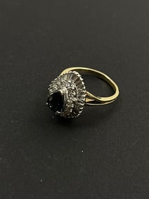 Vintage 14k Diamond Saphire Ring Size 7.50 6.00 Grams