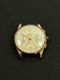 Vintage Chronographe Suisse 17 Rubis 18k Gold Wrist Watch Manual Wind