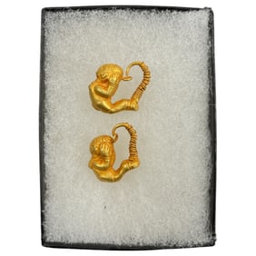 Ancient Gold Roman Earrings Pair High Karat