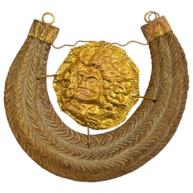 Ancient Gold Roman Crescent Pendant Medusa Head High Karat 1 - 3 AD