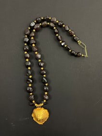 Ancient Gold High Karat Bead Necklace Pendant