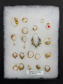 Ancient Gold High Karat Earring Collection Roman 200-300 AD