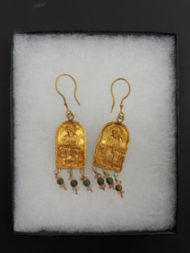Ancient Gold High Karat Jewelry Earring Pair
