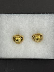 Ancient Gold High Karat Jewelry Earring Pair