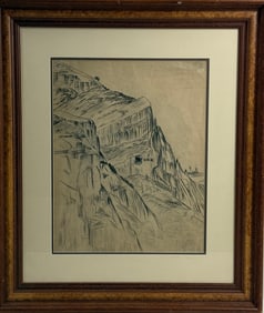 ORIGINAL Armenian Charcoal Painting on Paper by Kojoyan Hakob Landscape
