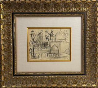 Charcoal Painting on paper Signed by Martiros Saryan Titled Erevan Mosque 1932
