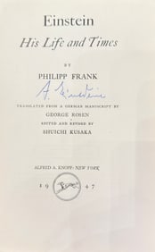 Albert Einstein Signed Book Page His Life And Times. Frank, Philipp