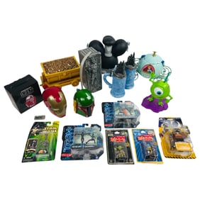 Disney Collectors Lot Of Popcorn Buckets And Tron Figures