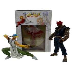 Vintage Evangelion Pre-Painted Figurines, Street Fighter Yun And Akuma