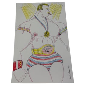Randy Coleman Signed Gay Male Interest Original Drawing Illustration Art