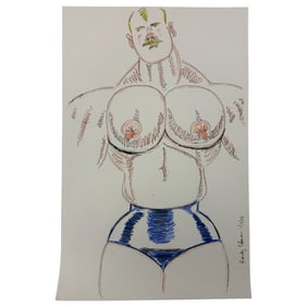 Randy Coleman Signed Gay Male Interest Original Drawing Illustration Art