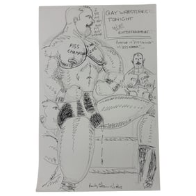 Randy Coleman Signed Gay Male Interest Original Drawing Illustration Art