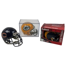 Football Helmet Riddell Mini Signed By Eric Dickerson, Brett Favre, Mike Singletary With Psa