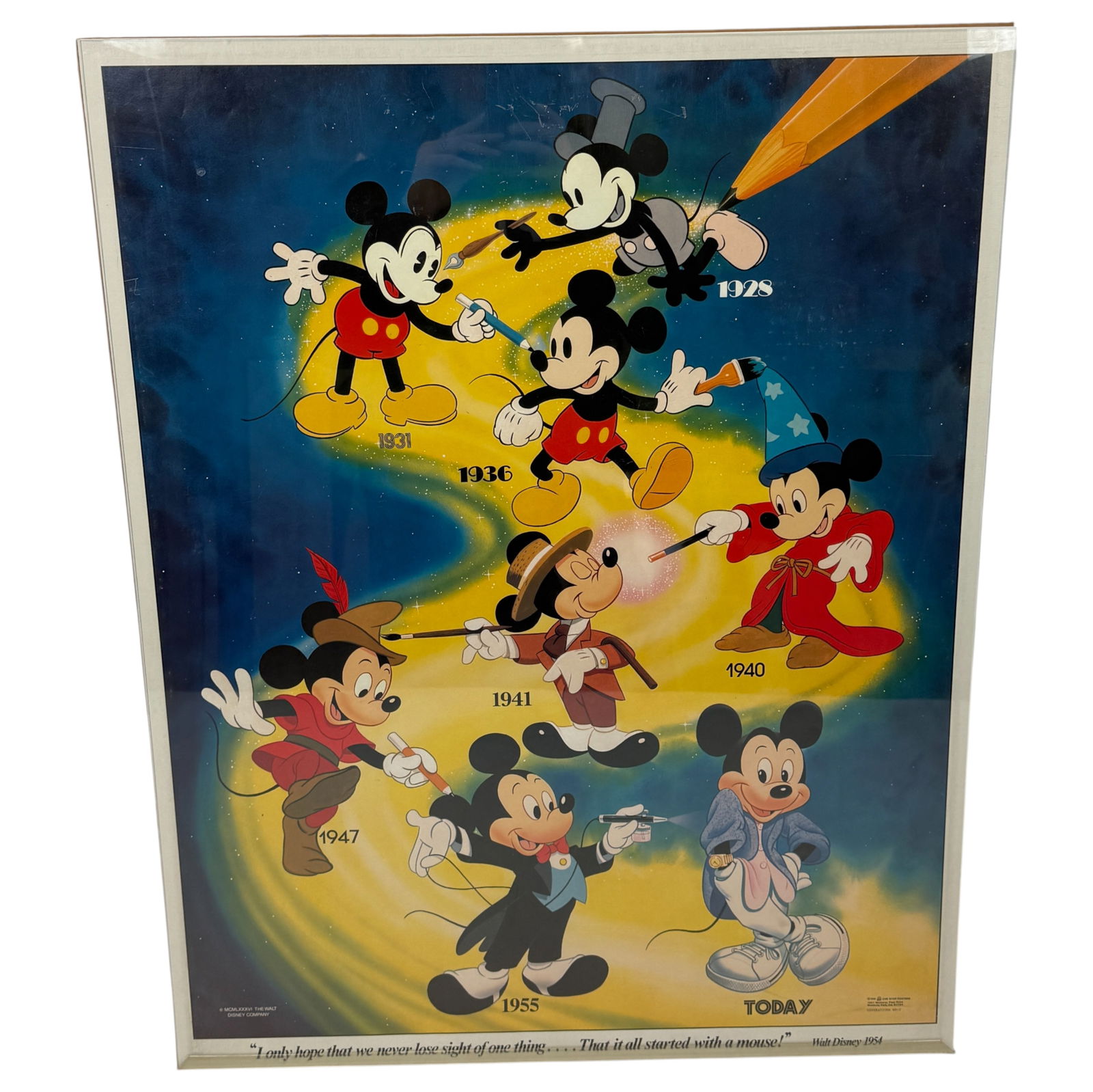 Rare Vintage 1954 Mickey Mouse Original Generations Poster Walt Disney (1 of 1)