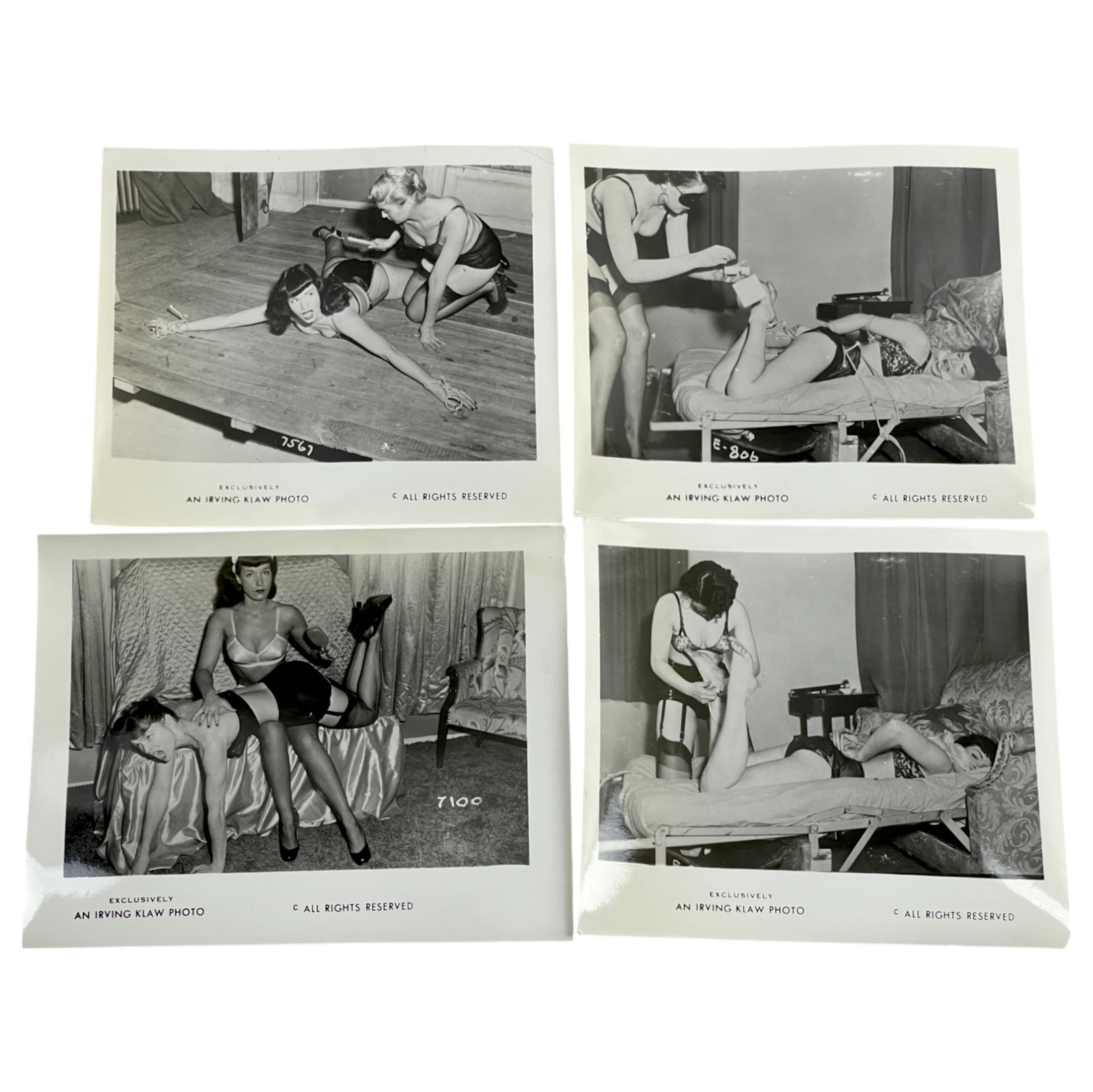 Bettie Page Pin-up Irving Klaw Vintage Rare B&w 1950s Bondage 4x5