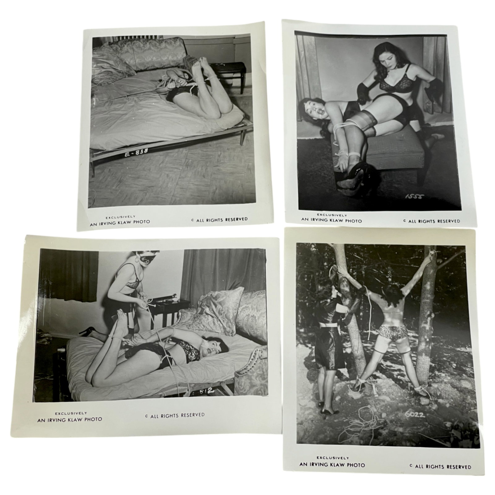 Bettie Page Pin-up Irving Klaw Vintage Rare B&W 1950s Bondage 4x5 Photograph Collection: Bettie Page Irving Klaw Vintage Rare B&W 1950s Bondage 4x5 Photograph Collection Lot of 4private collection of original materials produced and distributed by London Enterprises Ltd., one of the most i