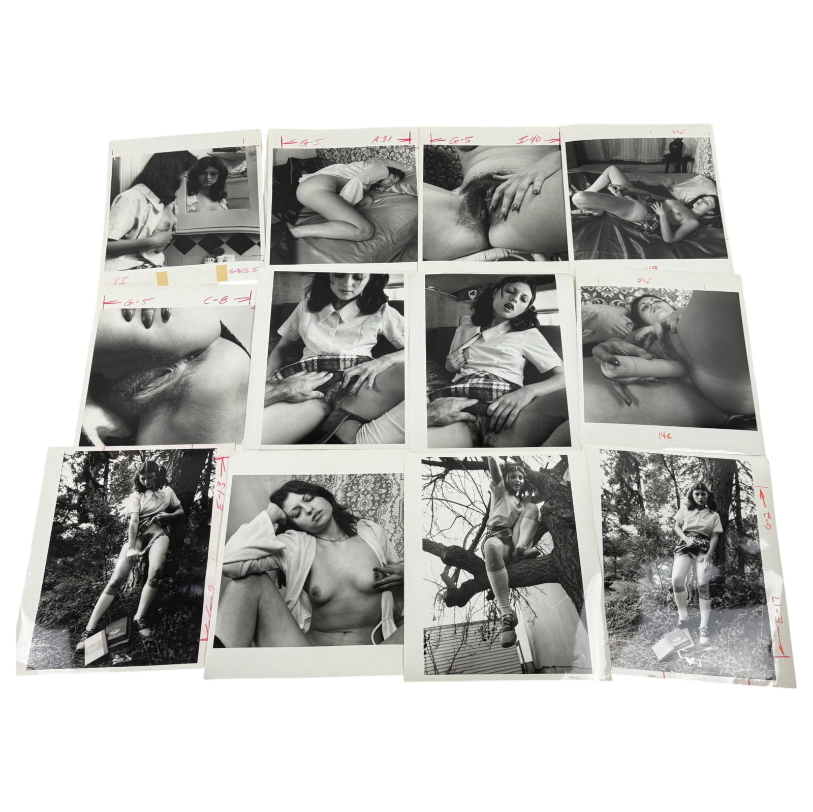 Vintage Erotic Nude Bondage Fetish Photo Collection – Original 8" x 10" Movie & Magazine: This rare collection features original 8" x 10" production photographs from vintage bondage-themed erotic films and magazines. The lot includes candid and posed scenes from photo shoots, showcasing mo