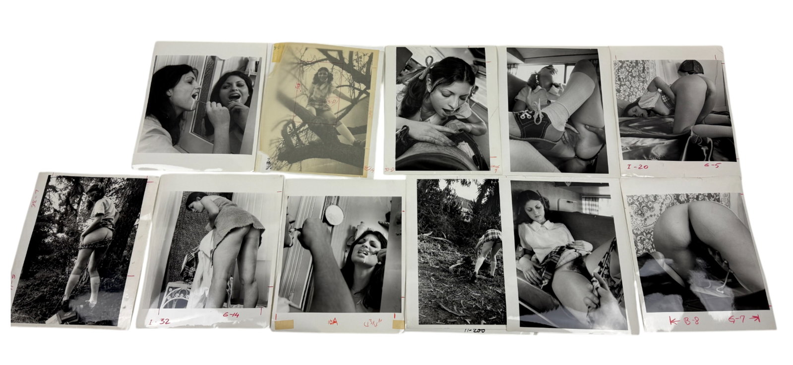 Vintage Erotic Nude Bondage Fetish Photo Collection – Original 8" x 10" Movie & Magazine: This rare collection features original 8" x 10" production photographs from vintage bondage-themed erotic films and magazines. The lot includes candid and posed scenes from photo shoots, showcasing mo