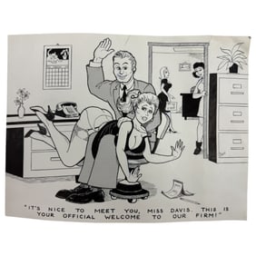 Vintage Erotic Nude Bondage Fetish Cartoon Ink Hand Drawing For Magazine Production Lot