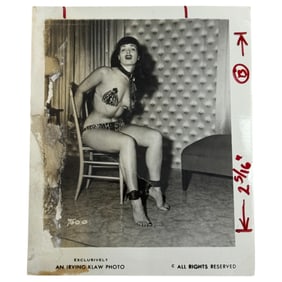 Vintage Original Bettie Page Bondage Pre Production Proof Photography Final Print – Irving Klaw
